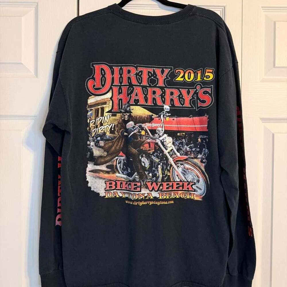 Gildan Dirty Harry's Daytona Beach 2015 Bike Week Long Sleeve T-Shirt